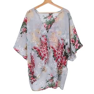 NEW Floral Open Front Swimsuit Kimono Coverup